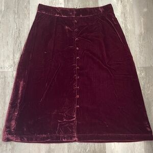 Madewell Velvet Button Front Midi Burgundy Skirt Size 6